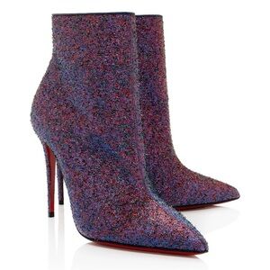 NEW CHRISTIAN LOUBOUTIN LUREX STILETTO HEEL ANKLE BOOTS